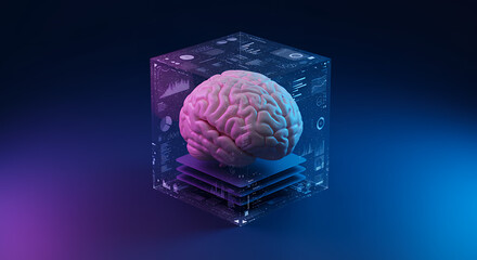 Brain Data Cube: AI, Neuroscience, & Tech Fusion. Unlock Insights with Machine Learning & Smart Intelligence! Future of Mind, Data Analysis Visuals