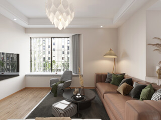 3d render modern living room