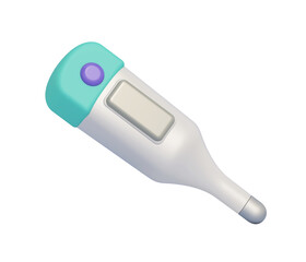 Cartoon digital thermometer isolated on transparent background. 3D illustration