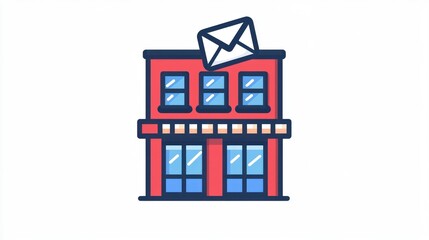 Obraz premium Red building with mail, simple illustration
