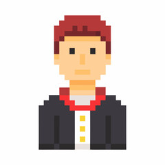 Pixel Art Portrait of a Red Haired Character in Retro Style