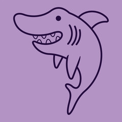 Lineart outline Sea Animal in cute colorful design for kids and education