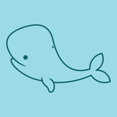 Obraz premium Lineart outline Sea Animal in cute colorful design for kids and education
