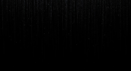 Matrix Rain: Abstract Binary Code Fall on Black - Digital Data Stream, Glitch Effect, Futuristic Technology, Coding Background