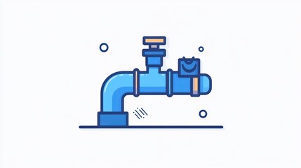 Fototapeta premium Cartoon illustration of a water pipe with a happy face, water supply system, simple graphic