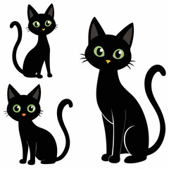 Cat Vector Silhouette Set. Collection of Feline Silhouettes & Graphics.