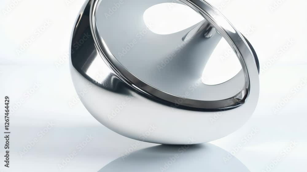 Poster sleek 3d chrome metallic abstract object on white background