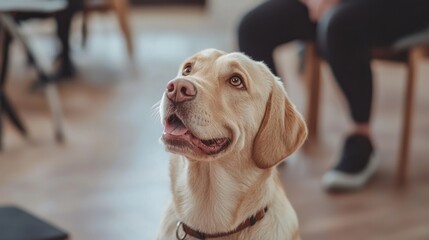 Dog learning commands in a dog training class