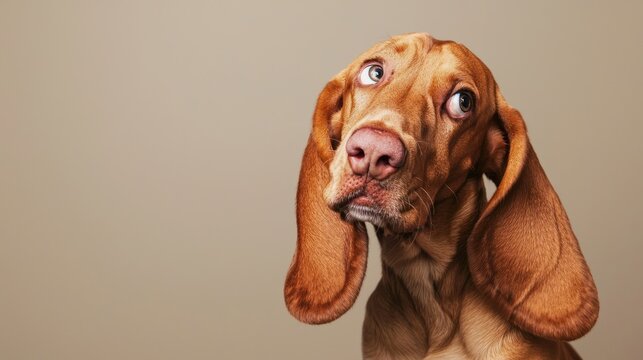 Funny dog with a floppy ear chasing its tail