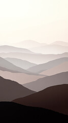 Obraz premium A serene view of layered mountains in soft shades, creating a calming atmosphere and inspiring connection with nature.