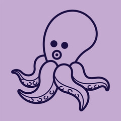 Lineart outline Sea Animal in cute colorful design for kids and education