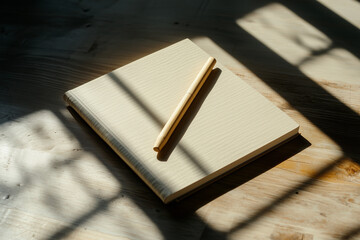 close up of a notebook and pen