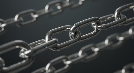 Obraz premium Silver Chain Strength: Interlocking Metal Links for Security, Industrial Support, and Timeless Style - Bold Design Detail