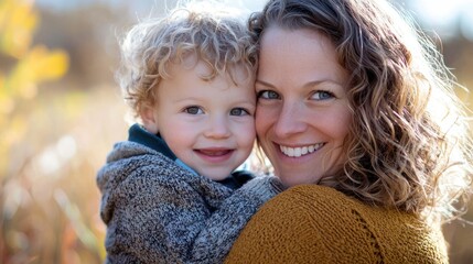 Mom hugging her child with a warm smile