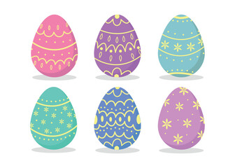 A spring set of Easter eggs for festive decoration and greeting cards.  happy Easter. Vintage, ethnic and folk style. Vector Easter set.