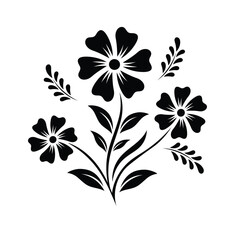 Flower Silhouette Vector Black and White