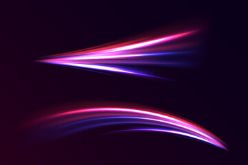 Futuristic wave flash, neon spiral. A semicircular wave, a vortex of a curved light trail.