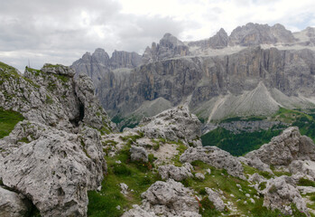 scenic view of the beautiful Dolomite rocks in summer