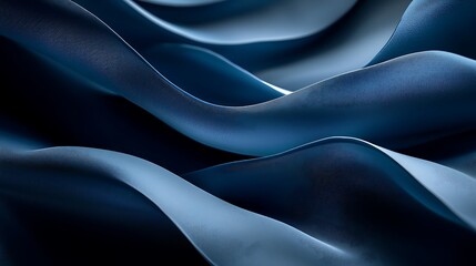 Obraz premium Blue fabric waves, abstract background, studio shot, design element