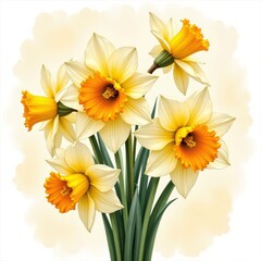 Daffodils Bouquet, Orange and Yellow Centers.