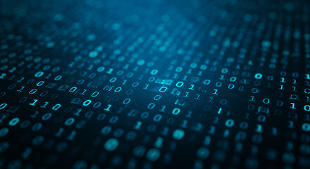 Binary Code Abstract: Digital Data Stream, Information Technology, and Cybersecurity Background