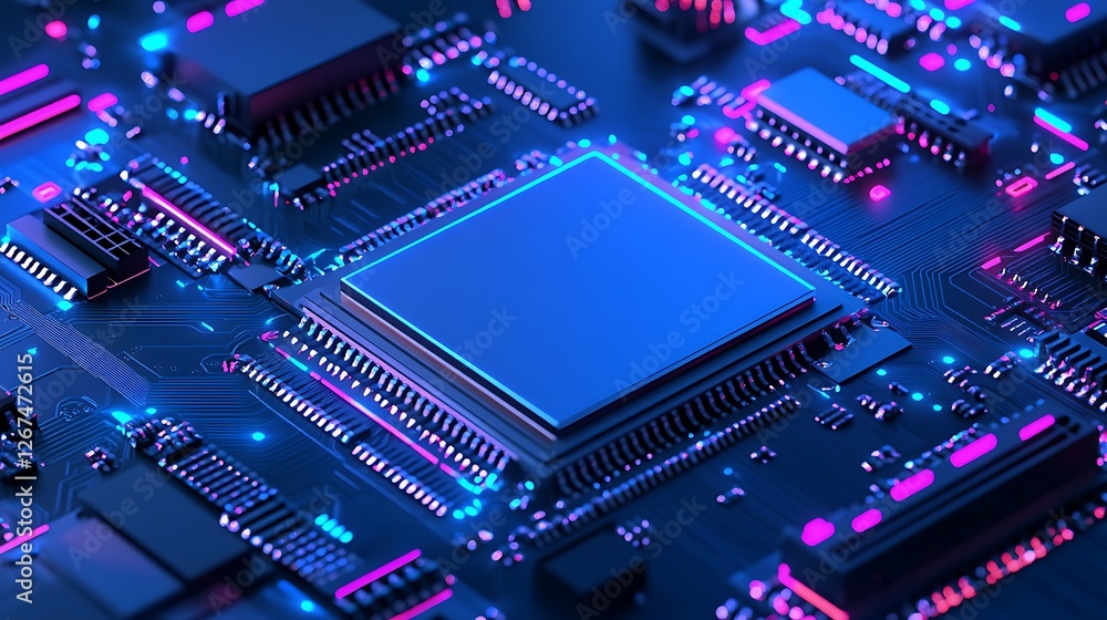 Poster close up of a computer cpu on a circuit board.