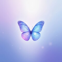 Elegant purple butterfly on soft pastel background