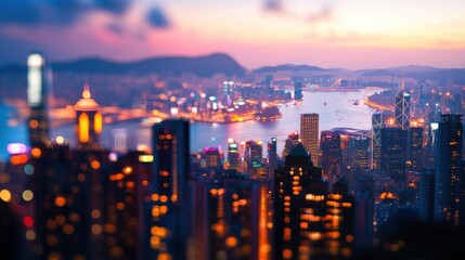 Obraz premium blurred lighhts from peak Victoria, Hong Kong