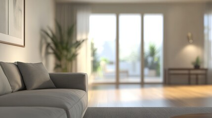 Fototapeta premium background and interior concept - blurred living room with furniture at home