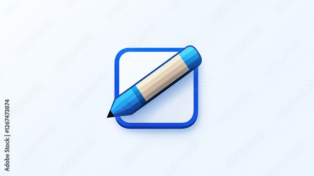 Aufkleber digital graphic of a blue pen icon on a white background. possible use software interface design ele