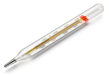 Mercury thermometer Clipping path. Medical thermometer isolated on white background clipping path included