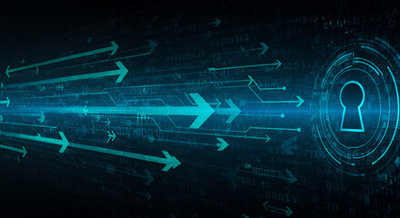 Data Security: Unlock Digital Protection, Cyber Security Defense, Future of Network Tech, and Info Privacy with Lock Icon & Arrow Designs