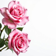 Soft watercolor petals of pink roses on a white background, rose, illustration, nature