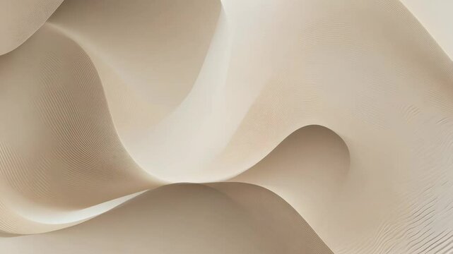 Fluid Waves in Beige and Taupe: Modern Geometric Motion Backdrop in Ultra HD 4K