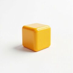 Fototapeta premium Glossy Yellow Cube on White Background