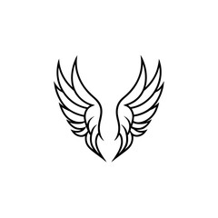 Fototapeta premium wings line art on white background 