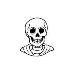 skull line art isolated on white background 

