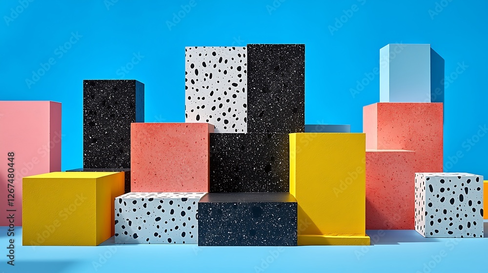 Aufkleber colorful blocks studio backdrop product display