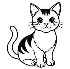 Fototapeta premium Adorable cute cat hand drawn icon cartoon character line art vector illustration outline image