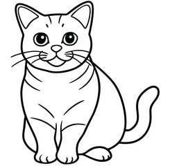 Adorable cute cat hand drawn icon cartoon character line art vector illustration outline image