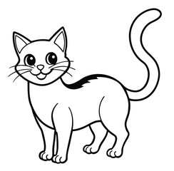Adorable cute cat hand drawn icon cartoon character line art vector illustration outline image