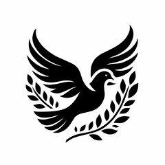 Elegant dove silhouette logo, symbolizing peace with outstretched wings.