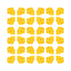 Cheese Pattern Seamless Slice, Vector Illustration. Cheddar, parmesan, brie, tasty, dairy snack. Isolated Outline.