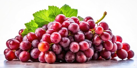 Obraz premium A vibrant cluster of juicy red grapes bursts with freshness, candidly captured on a clean white background.