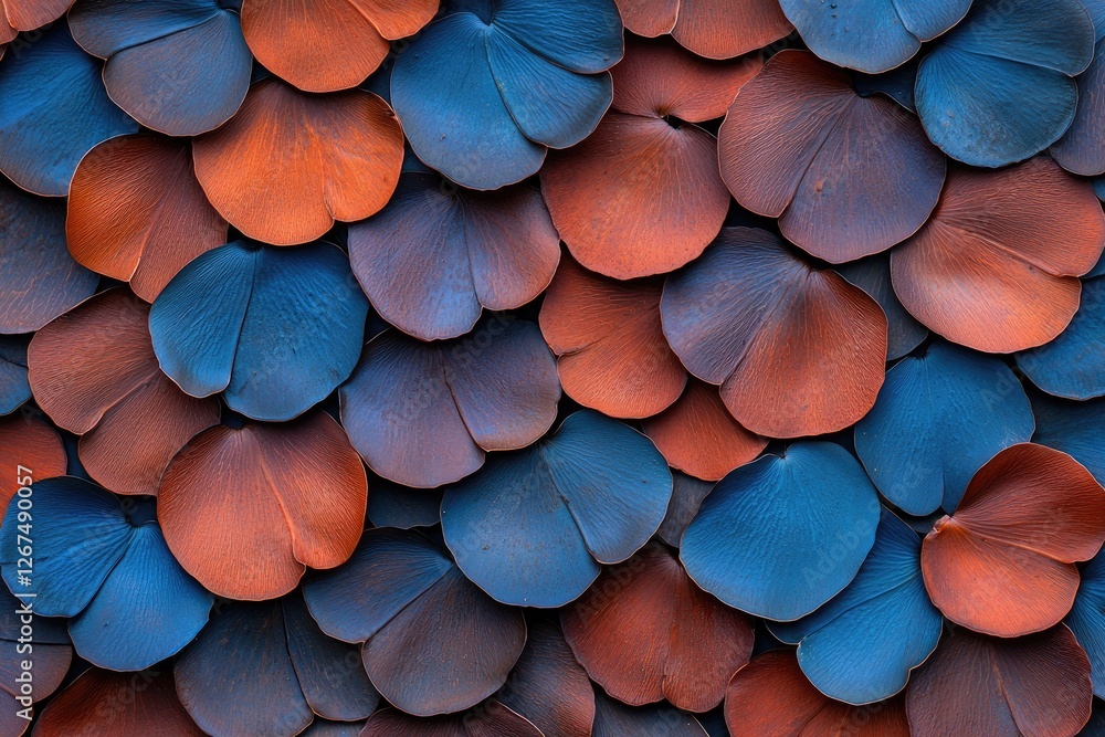 Aufkleber a vibrant pattern of overlapping petals in shades of blue and orange, creating a visually striking a