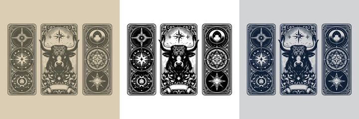 creative bull vector playing card tattoo design