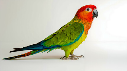 Obraz premium A colorful parrot standing on a white surface