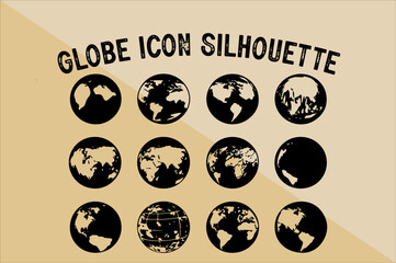 Globe Planet Earth Silhouette. Planet Earth Icon Silhouette.
