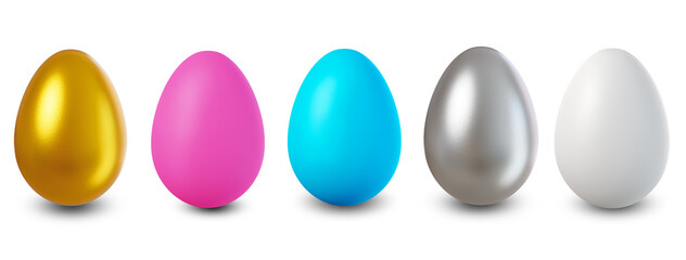 easter - set of easter eggs on isolated transparent background