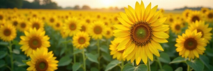 Obraz premium Sunflower field in full bloom, field, sunflower, texture